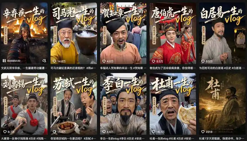 历史人物,诗人一生Vlog教学, AI制作丨伙伴计划丨精选收益丨商单收徒 ,新领域红利期,抓紧做-项目资源网