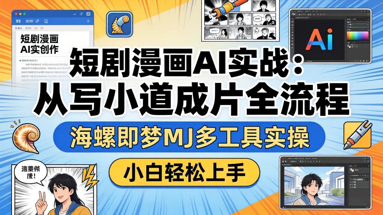 短剧漫画AI实战：从写小说到成片全流程，海螺即梦MJ多工具实操，小白轻松上手-项目资源网