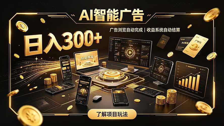 自研 AI 系统｜轻资产起步｜长期稳定收益｜宝妈 上班族轻轻松松日入300+-项目资源网