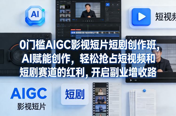 0门槛AIGC影视短片短剧创作班，AI赋能创作，轻松抢占短视频和短剧赛道的红利，开启副业增收路-项目资源网