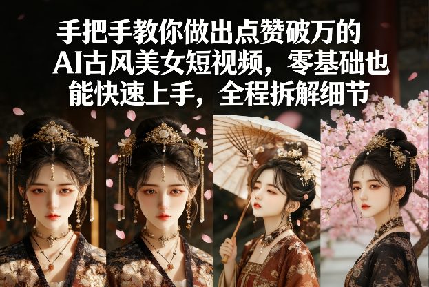 手把手教你做出点赞破万的AI古风美女短视频，零基础也能快速上手，全程拆解细节-项目资源网