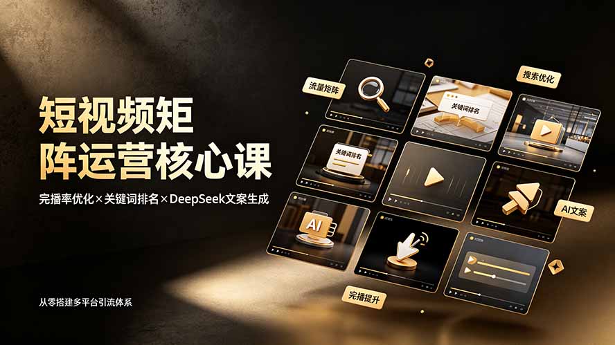 短视频矩阵运营核心课：完播率优化×关键词排名×DeepSeek文案生成，从零搭建多平台引流体系-项目资源网