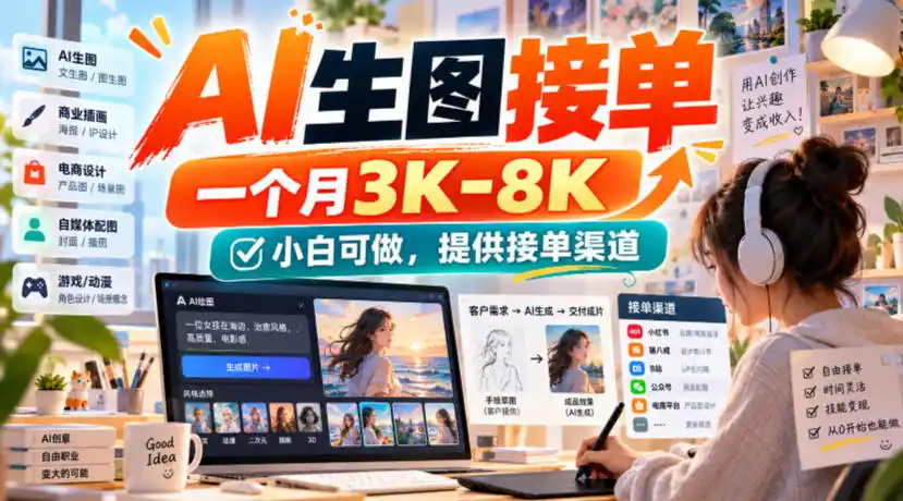 AI生图接单,一个月3K-8K,小白可做,提供接单渠道-项目资源网