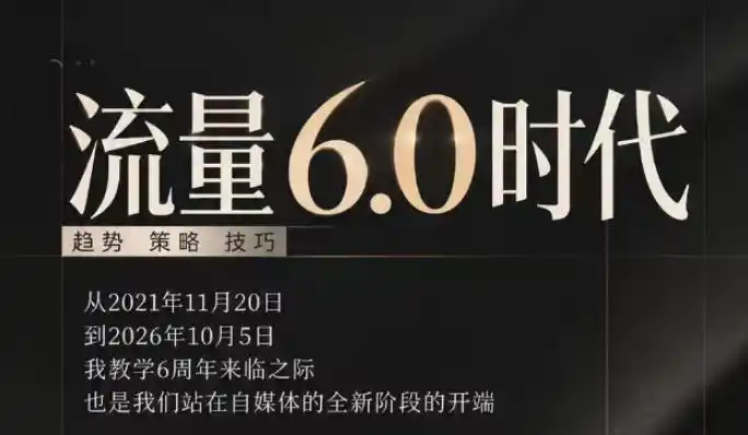 流量6.0时代直播课2026年10月,流量6.0时代的趋势、策略、技巧,2027年前,你的IP能否做起来,本场直播就是你的转折点(更新1012) 流量6.0时代直播课2026年10月,流量6.0时代的趋势、策略、技巧,2027年前,你的IP能否做起来,本场直播就是你的转折点(更新1012)