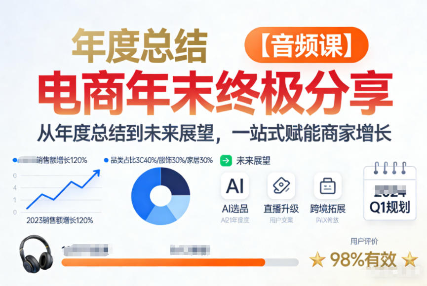 电商年未终极分享，从年度总结到未来展望，一站式赋能商家增长【音频课】-项目资源网