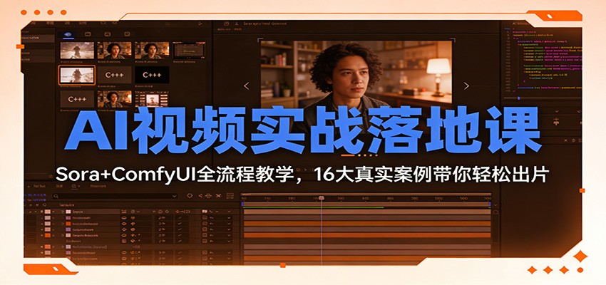 AI视频实战落地课：Sora+ComfyUI全流程教学，16大真实案例带你轻松出片-项目资源网