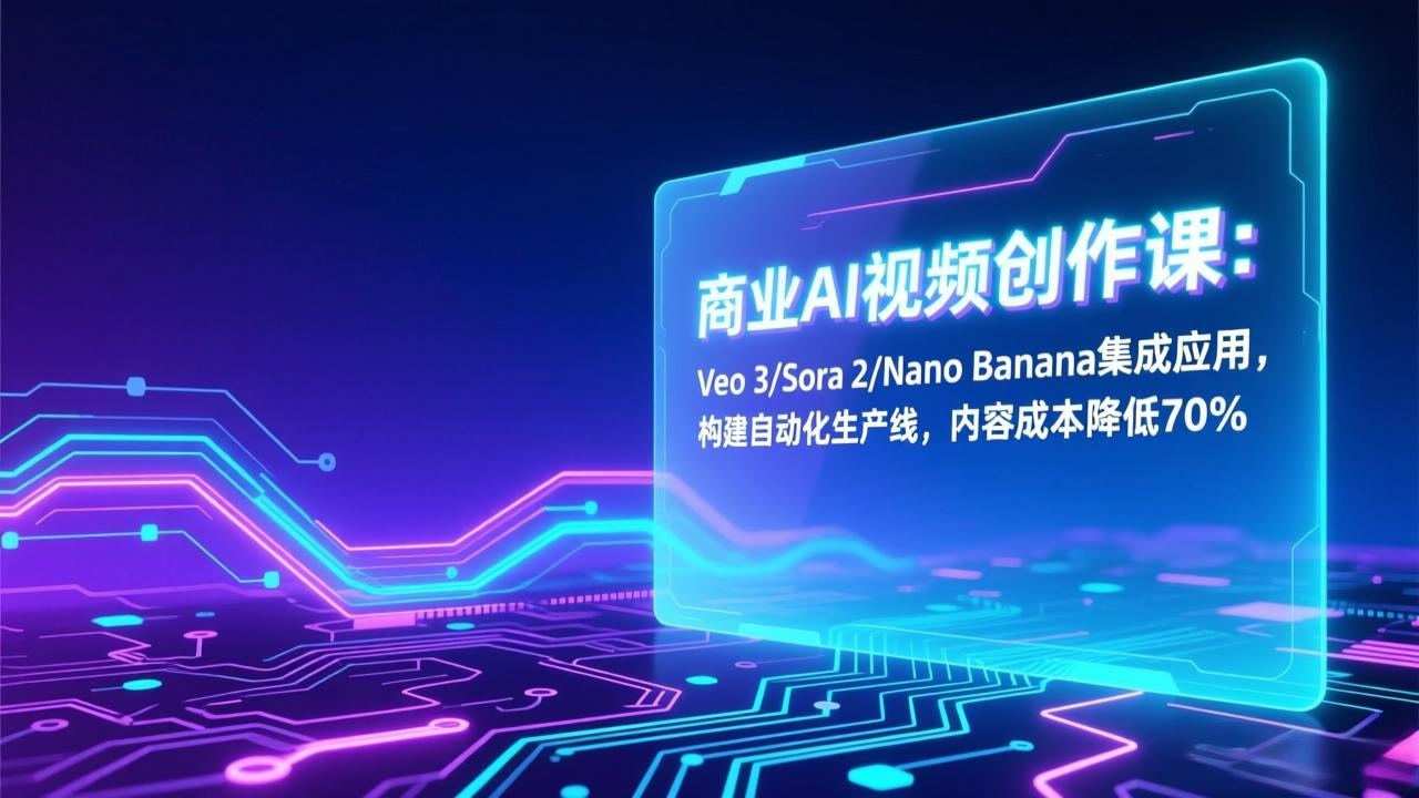 商业AI视频创作课:Veo 3/Sora 2/Nano Banana集成应用,构建自动化生产线,内容成本降低70%-项目资源网