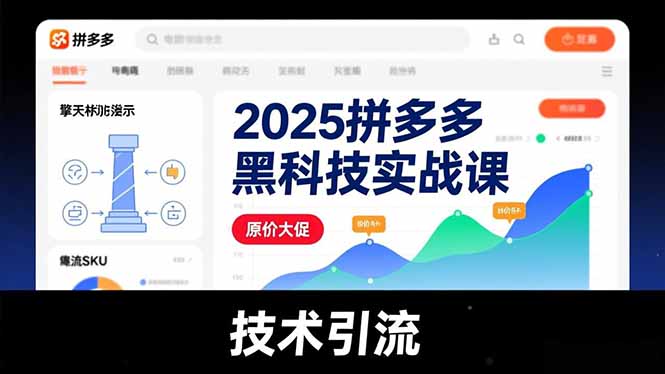2025拼多多黑科技实战课，擎天柱玩法、爆流SKU、原价大促，技术引流，单店日销轻松破千单-项目资源网