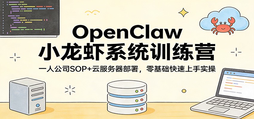 OpenClaw小龙虾系统训练营：一人公司SOP，云服务器部署，零基础快速上手实操-项目资源网