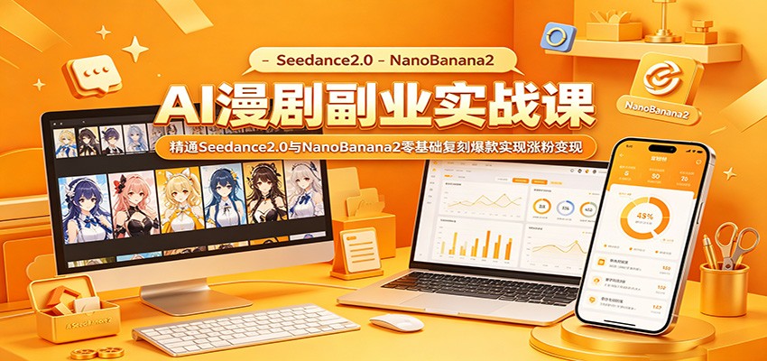 AI漫剧副业实战课：精通Seedance2.0与NanoBanana2零基础复刻爆款实现涨粉变现-项目资源网