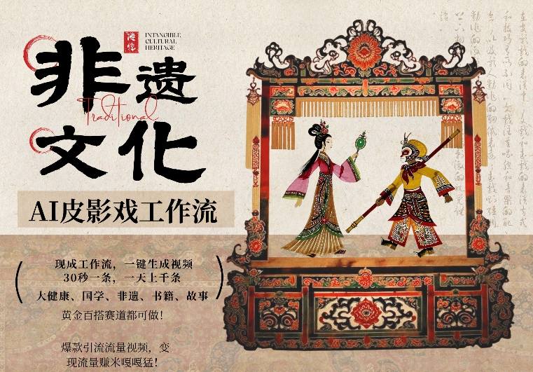 AI一键生成民俗文化非遗皮影戏视频，一刀不剪无需剪辑，30S一条，一天上百条，流量财富嘎嘎猛-项目资源网