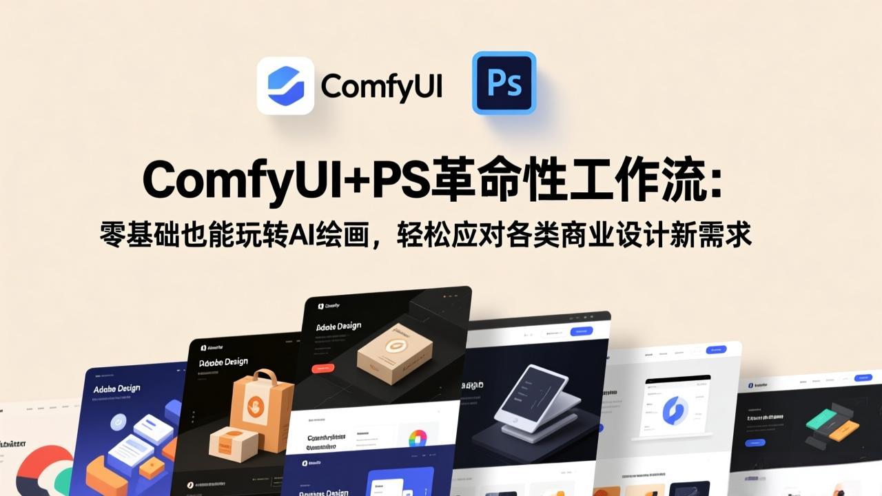 ComfyUI+PS革命性工作流：零基础也能玩转AI绘画，轻松应对各类商业设计新需求-项目资源网