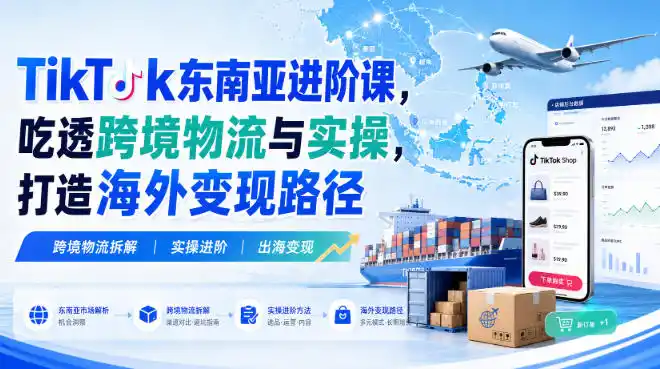 TikTok东南亚进阶课,吃透跨境物流与实操,打造海外变现路径-项目资源网