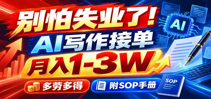 别怕失业了!AI写作接单月入1-3W,多劳多得,附SOP手册-项目资源网