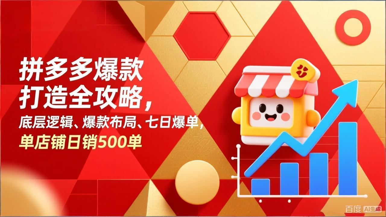 拼多多爆款打造全攻略，底层逻辑、爆款布局、七日爆单，单店铺日销500单-项目资源网
