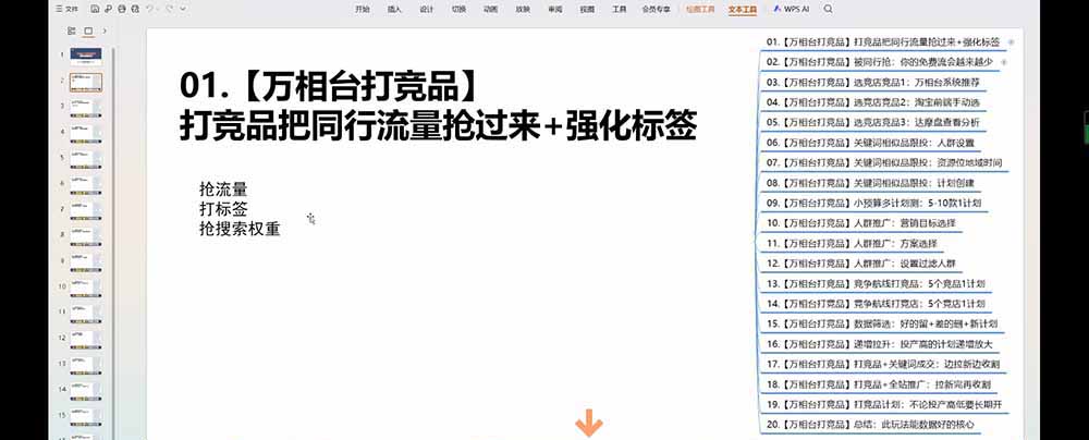 老火电商03期万相台截流课：竞品多渠道筛选｜多计划测试递增｜全站联动拉新收割全套实操教学-项目资源网