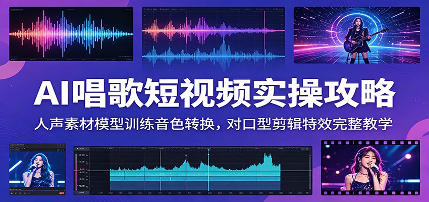 AI唱歌短视频实操攻略：人声素材模型训练音色转换，对口型剪辑特效完整教学-项目资源网