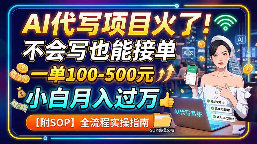 AI代写项目火了！不会写也能接单，一单100-500元，小白月入过万【附SOP】-项目资源网