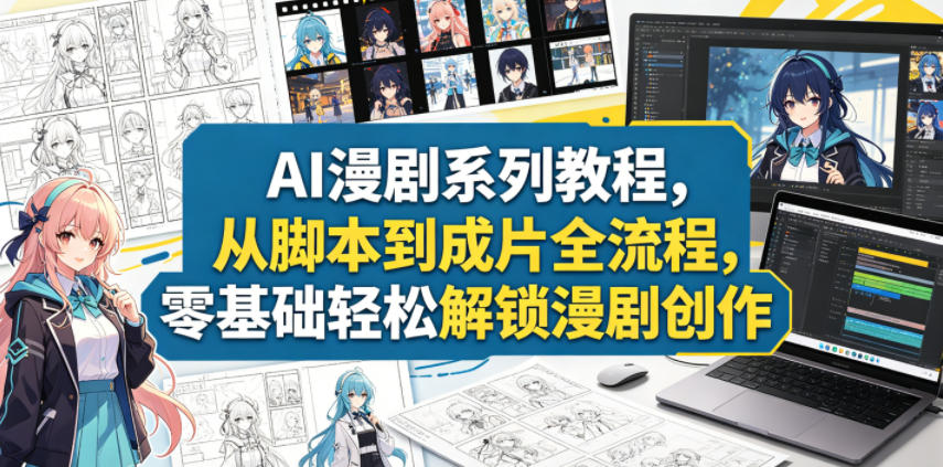 AI漫剧系列教程，从脚本到成片全流程，零基础轻松解锁漫剧创作-项目资源网