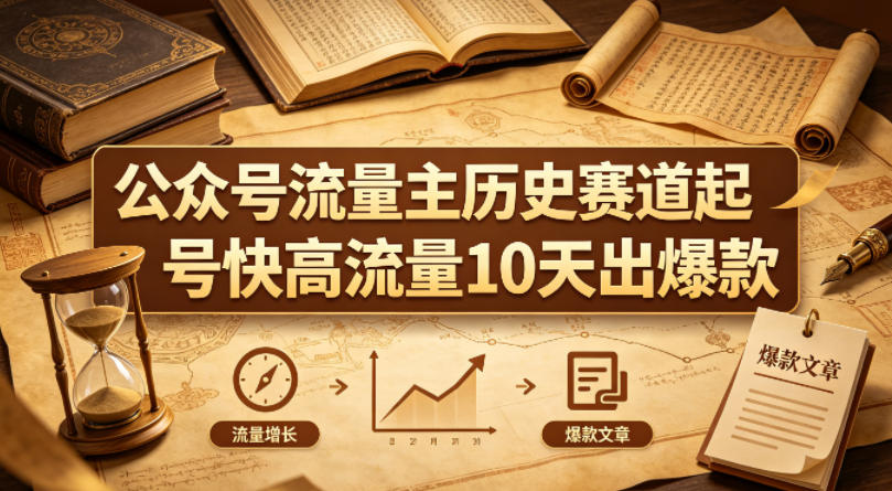 公众号流量主之历史赛道，起号快+高流量，10天就能出爆款！-项目资源网