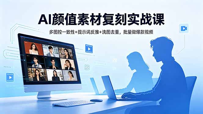 AI颜值素材复刻实战课，多图控一致性+提示词反推+洗图去重，批量做爆款视频-项目资源网