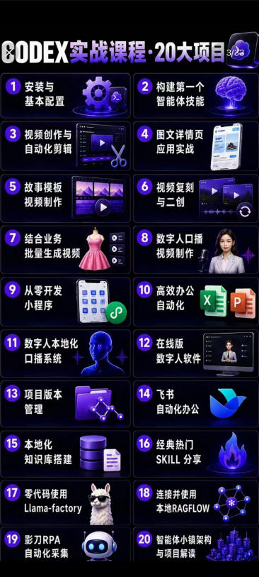 2026Codex智能体实战最新课，从安装配置到智能体小镇架构，涵盖视频创作/数字人/办公提效全技能-项目资源网