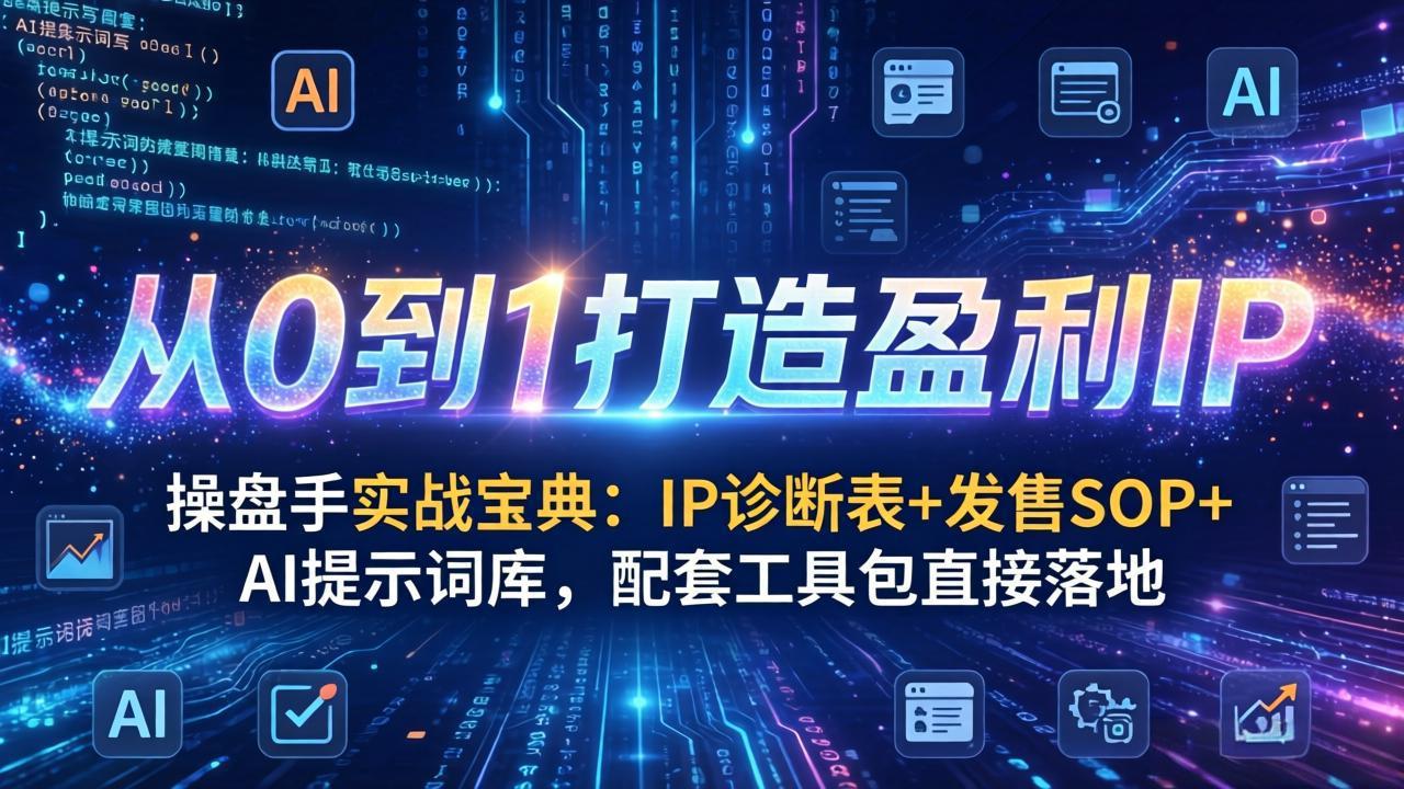操盘手实战宝典：IP诊断表+发售SOP+AI提示词库，配套工具包直接落地，从0到1打造盈利IP-项目资源网