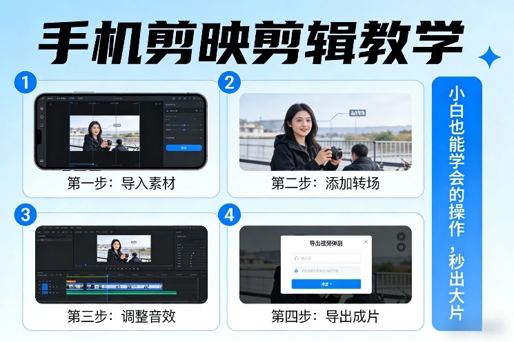手机剪映剪辑教学，小白也能学会的操作，秒出大片-项目资源网