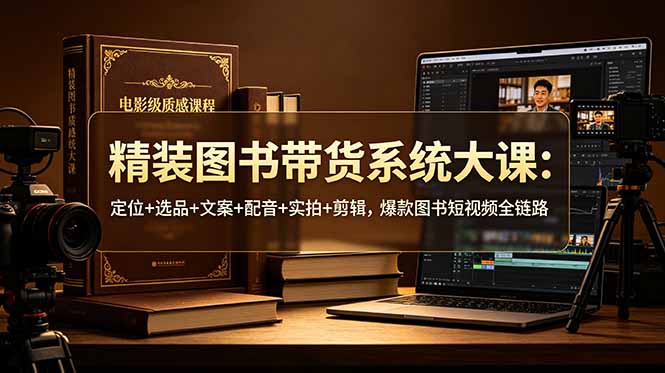 精装图书带货系统大课：定位+选品+文案+配音+实拍+剪辑，爆款图书短视频全链路-项目资源网
