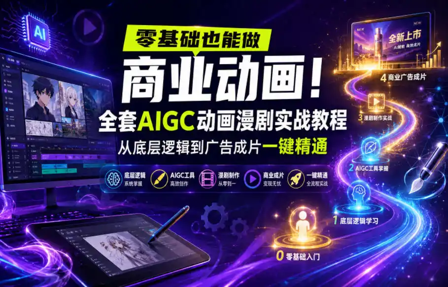 零基础也能做商业动画！全套AIGC动画漫剧实战教程，从底层逻辑到广告成片一键精通(更新0905)-项目资源网
