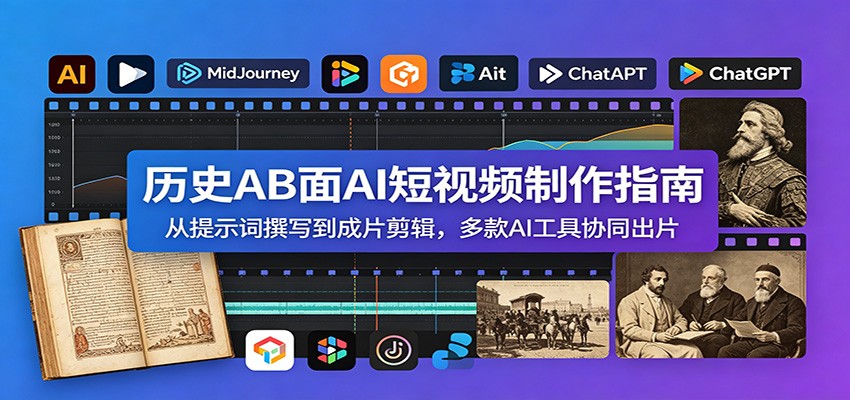 历史AB面AI短视频制作指南：从提示词撰写到成片剪辑，多款AI工具协同出片-项目资源网