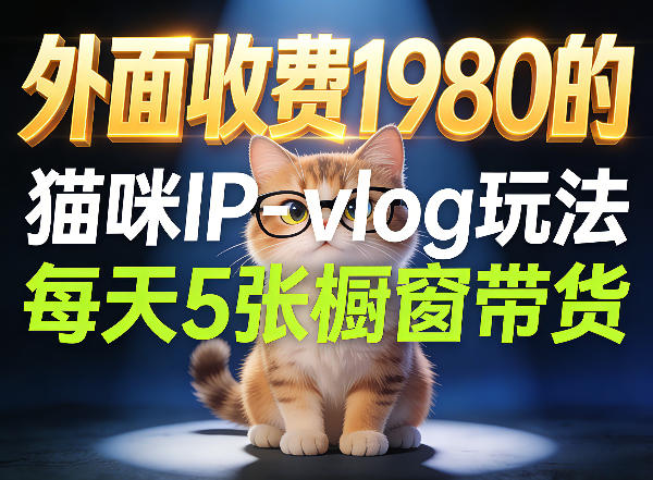 宠物赛道猫咪IP-vlog玩法，26条视频涨粉29W，每天5张橱窗带货拆解-项目资源网