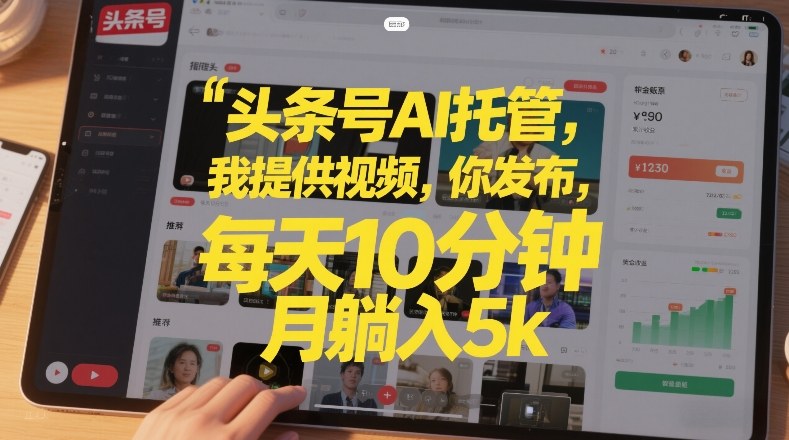 头条号AI托管，我提供视频，你发布，每天10分钟，月躺入5k+【揭秘】-项目资源网