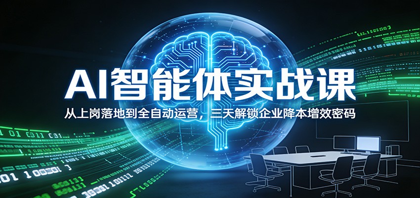 AI智能体实战课:从上岗落地到全自动运营,三天解锁企业降本增效密码-项目资源网