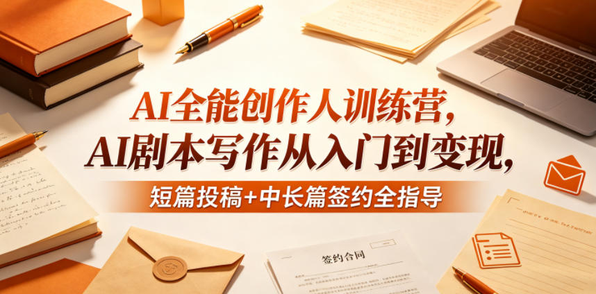 AI全能创作人训练营，AI剧本写作从入门到变现，短篇投稿+中长篇签约全指导-项目资源网