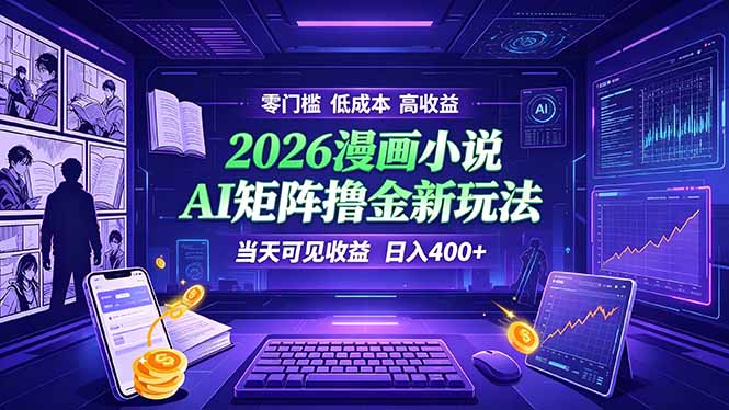 爆款小说漫画大阅读 ai矩阵操作 当天可见收益 日入400+ 零门槛 高收益-项目资源网