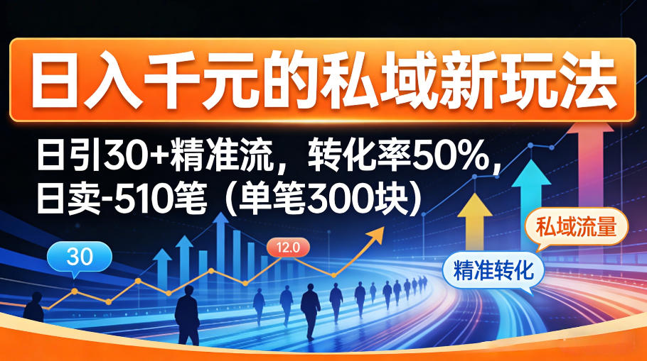 日入千米的私域新玩法：日引30＋精准流，转化率50%，日卖5-10笔(单笔300米)-项目资源网