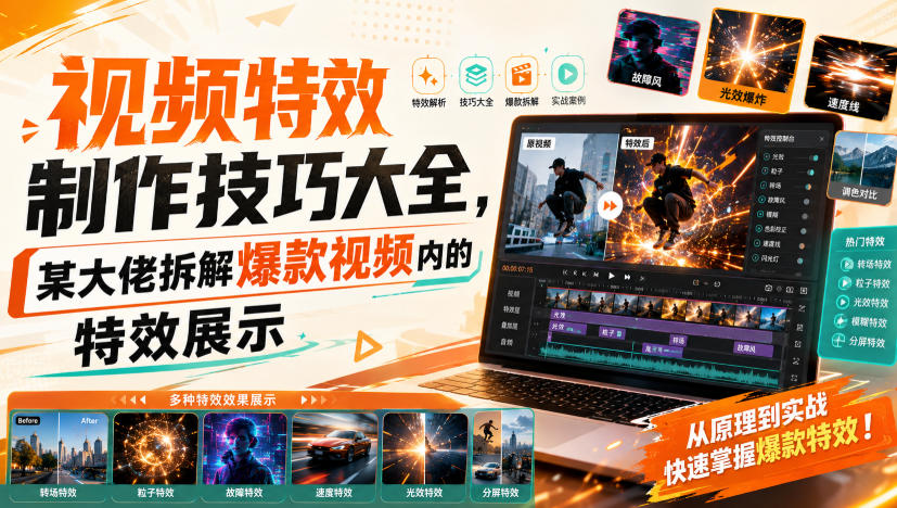 视频特效制作技巧大全，某大佬拆解爆款视频内的特效展示-项目资源网