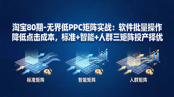 淘宝80期-无界低PPC矩阵实战：软件批量操作降低点击成本，标准+智能+人群三矩阵投产择优-项目资源网