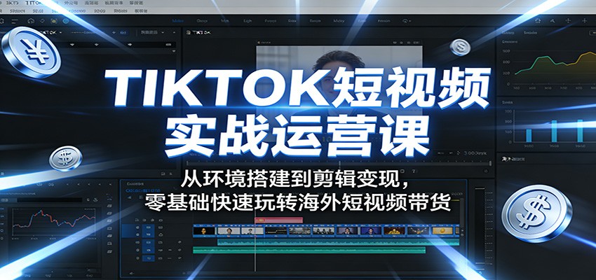 TIKTOK短视频实战运营课：从环境搭建到剪辑变现，零基础快速玩转海外短视频带货-项目资源网