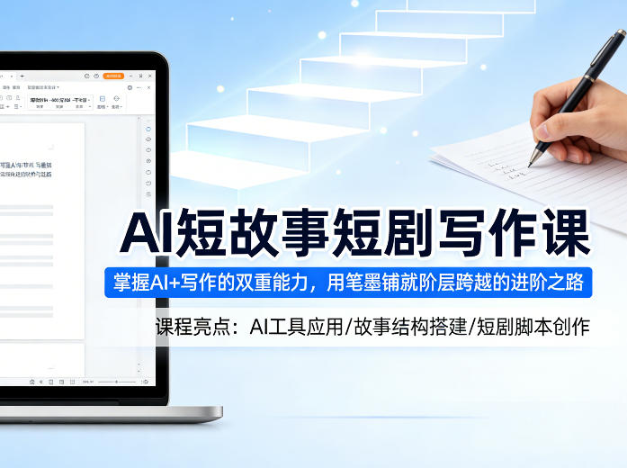 AI短故事短剧写作课，掌握AI+写作的双重能力，用笔墨铺就阶层跨越的进阶之路-项目资源网