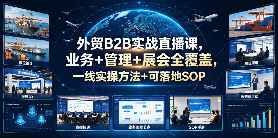 外贸B2B实战直播课，业务+管理+展会全覆盖，一线实操方法+可落地SOP-项目资源网