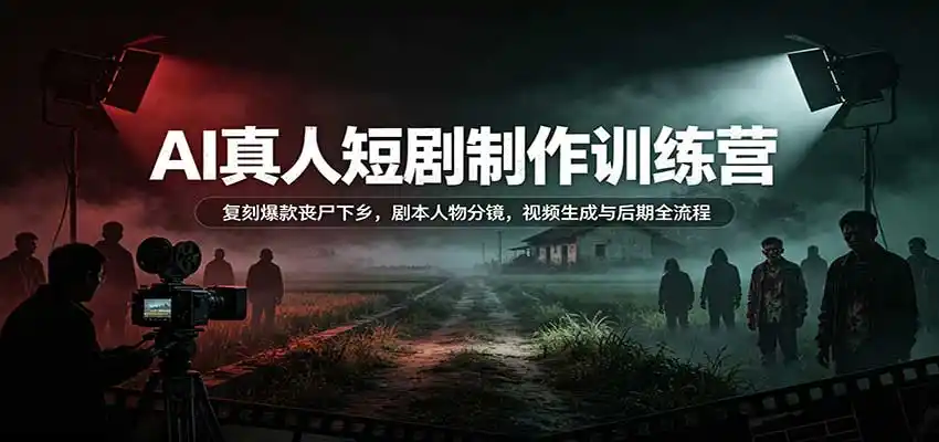 AI真人短剧制作训练营:复刻爆款丧尸下乡,剧本人物分镜,视频生成与后期全流程-项目资源网