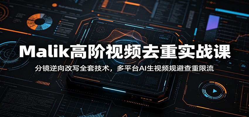 Malik高阶视频去重实战课：分镜逆向改写全套技术，多平台AI生视频规避查重限流-项目资源网