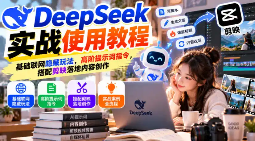 DeepSeek实战使用教程|基础联网隐藏玩法,高阶提示词指令,搭配剪映落地内容创作 DeepSeek实战使用教程|基础联网隐藏玩法,高阶提示词指令,搭配剪映落地内容创作