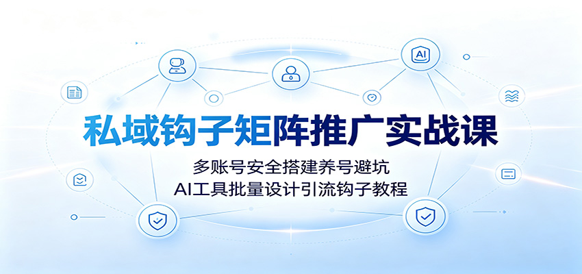 私域钩子矩阵推广实战课：多账号安全搭建养号避坑，AI工具批量设计引流钩子教程-项目资源网