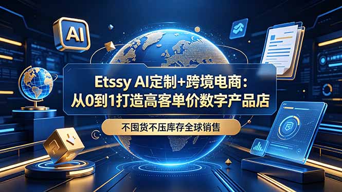Etsy AI定制+跨境电商：从0到1打造高客单价数字产品店，不囤货不压库存全球销售-项目资源网
