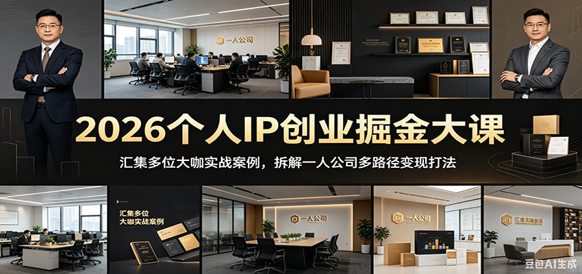 2026个人IP创业掘金大课：汇集多位大咖实战案例，拆解一人公司多路径变现打法-项目资源网