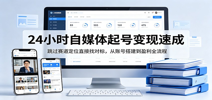 24小时自媒体起号变现速成，跳过赛道定位直接找对标，从账号搭建到盈利全流程-项目资源网