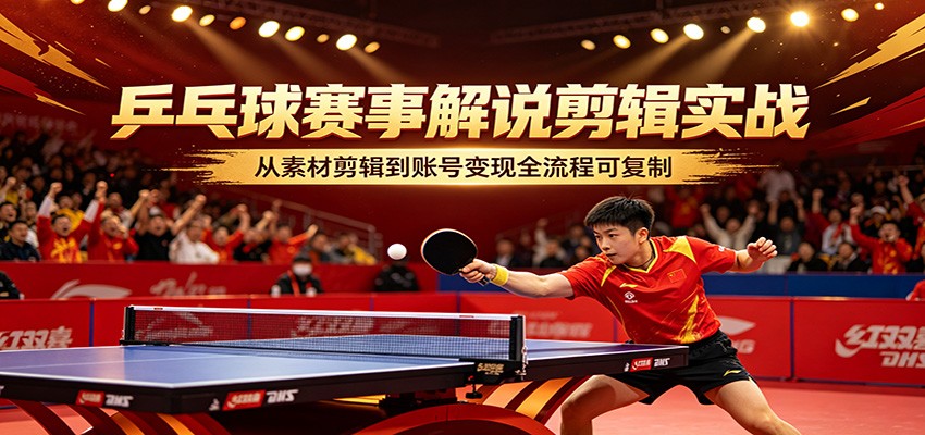 乒乓球赛事解说剪辑实战，从素材剪辑到账号变现全流程可复制-项目资源网